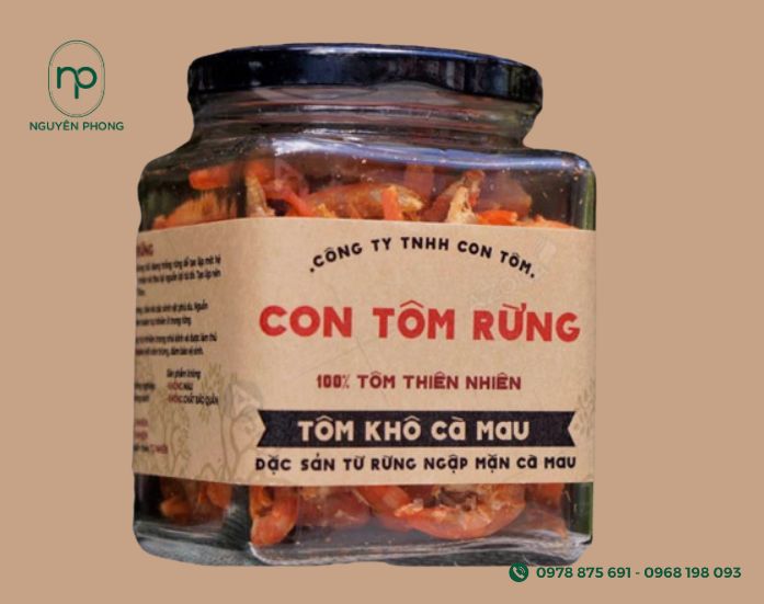 Tem nhãn tôm khô cà mau